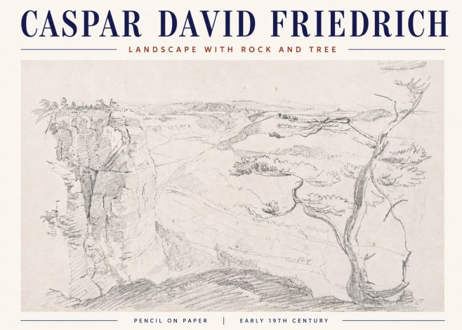 Caspar David Friedrich Landscape with Rocks and a Tree No6 - Affiche