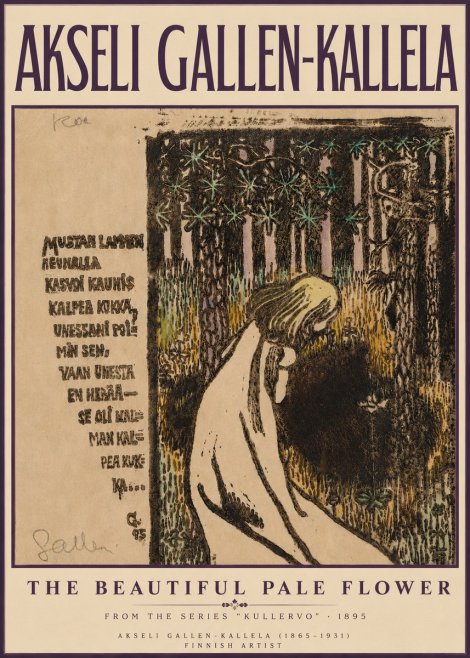 Akseli Gallen-Kallela The Beautiful Pale Flower No3 - Affiche