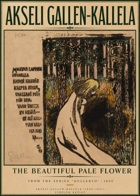 Akseli Gallen-Kallela The Beautiful Pale Flower No6 - Affiche