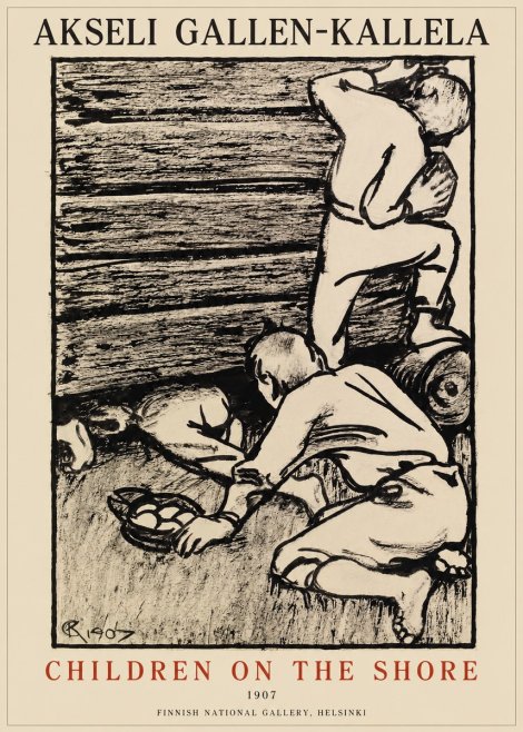 Akseli Gallen-Kallela Children on the Shore No1 - Affiche