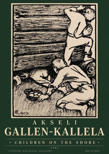 Akseli Gallen-Kallela Children on the Shore No3 - Affiche