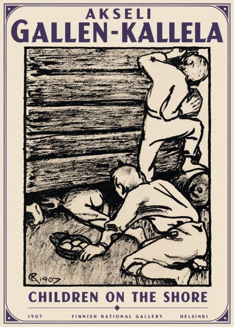 Akseli Gallen-Kallela Children on the Shore No5 - Affiche