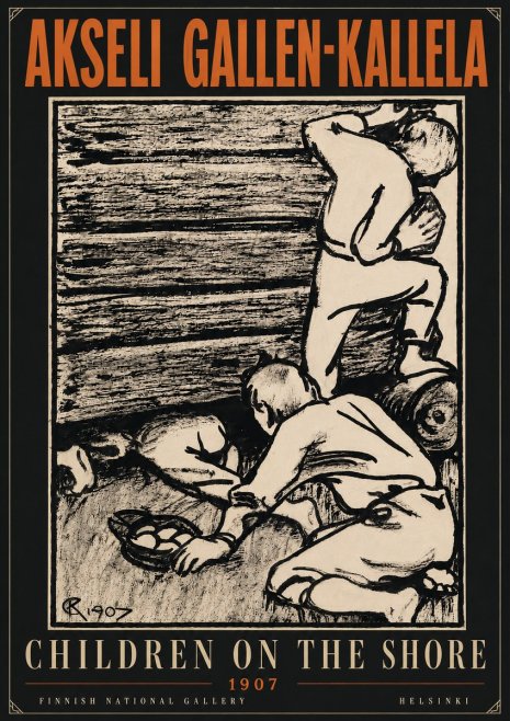 Akseli Gallen-Kallela Children on the Shore No6 - Affiche