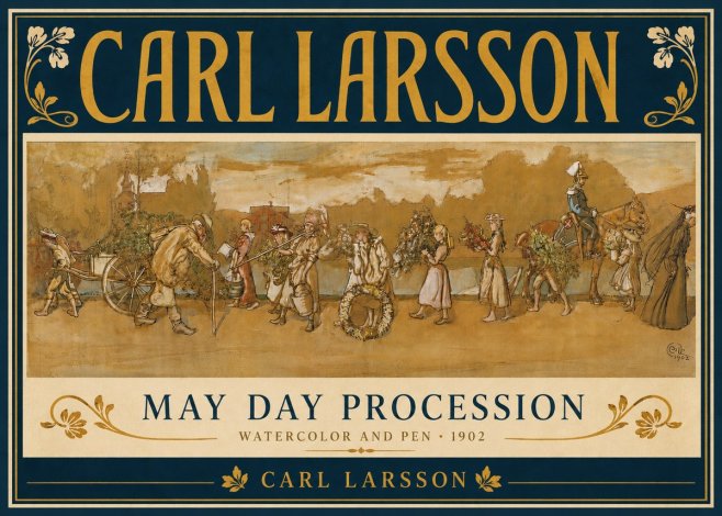 Carl Larsson May Day Procession No5 - Affiche