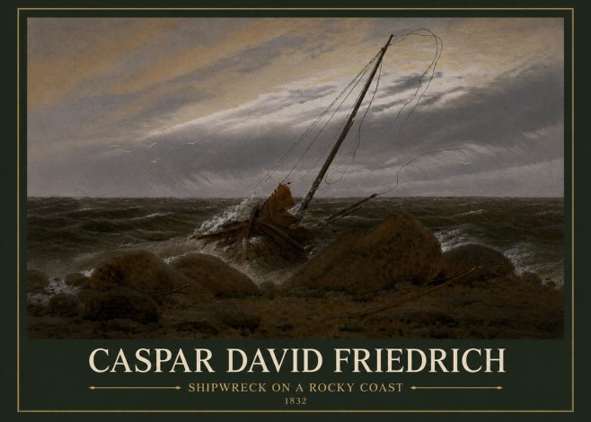 Caspar David Friedrich Shipwreck on a Rocky Coast No3 - Affiche