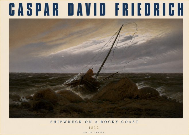 Caspar David Friedrich Shipwreck on a Rocky Coast No4 - Affiche