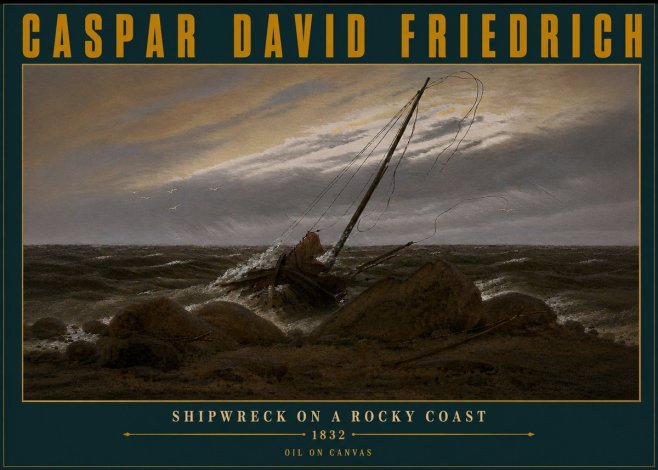 Caspar David Friedrich Shipwreck on a Rocky Coast No6 - Affiche