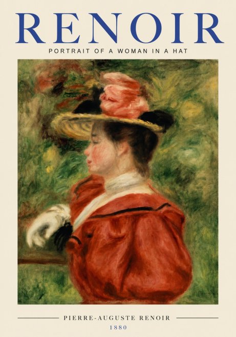 Renoir Portrait of a Woman in a Hat No3 - Affiche