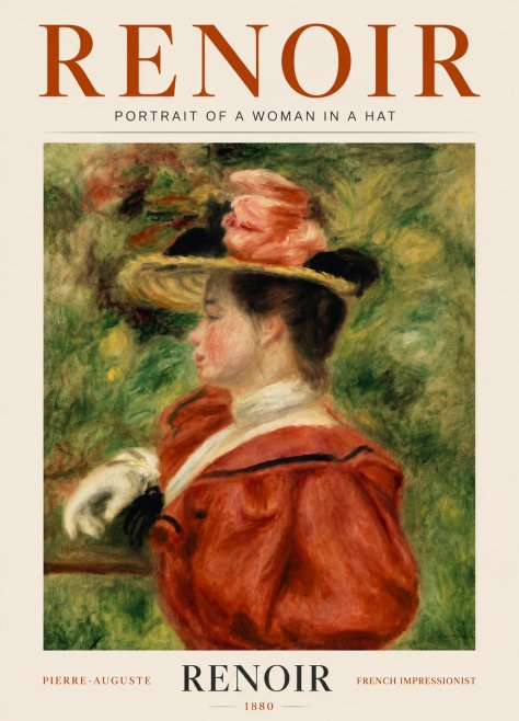Renoir Portrait of a Woman in a Hat No5 - Affiche