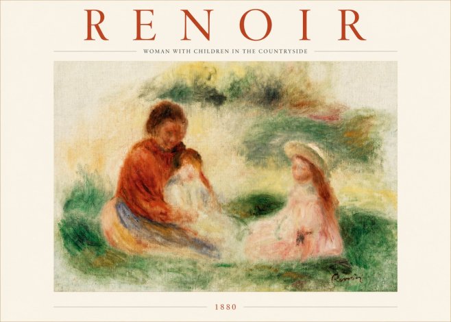 Renoir Woman with Children in the Countryside No3 - Affiche