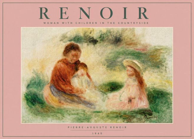 Renoir Woman with Children in the Countryside No4 - Affiche