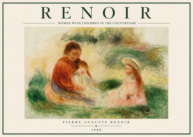 Renoir Woman with Children in the Countryside No6 - Affiche