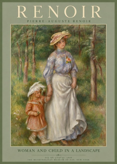 Renoir Woman and Child in a Landscape I No2 - Affiche