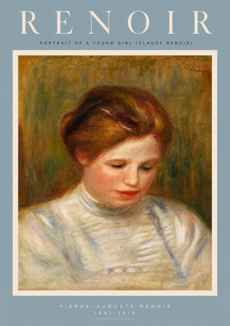 Renoir Portrait of a Young Girl (Claude Renoir) No2 - Affiche