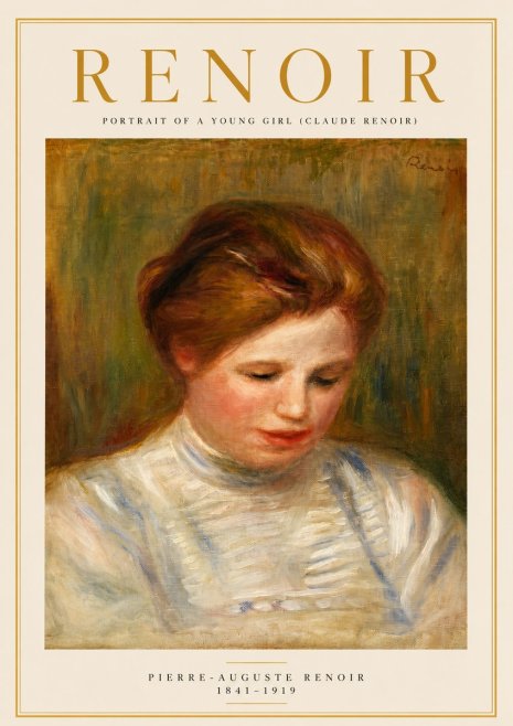 Renoir Portrait of a Young Girl (Claude Renoir) No3 - Affiche