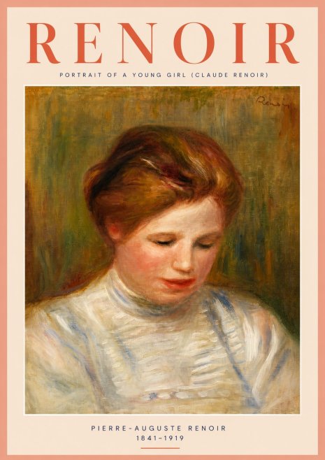 Renoir Portrait of a Young Girl (Claude Renoir) No4 - Affiche
