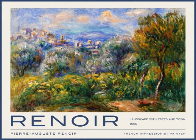 Renoir Landscape with Trees and Town No2 - Affiche