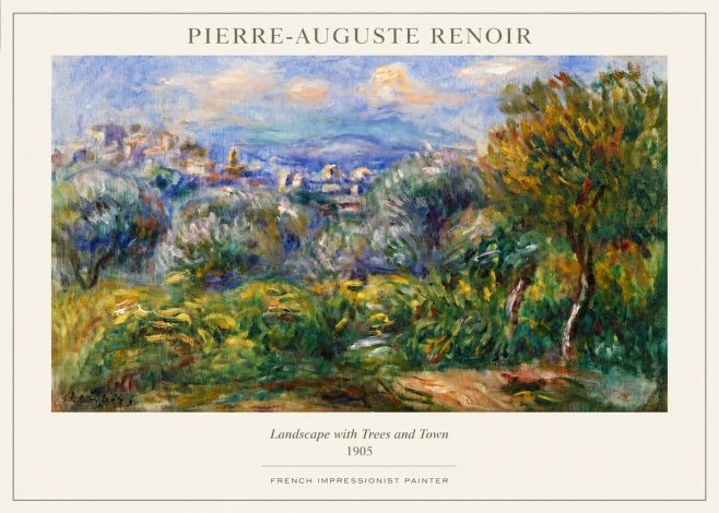 Renoir Landscape with Trees and Town No3 - Affiche