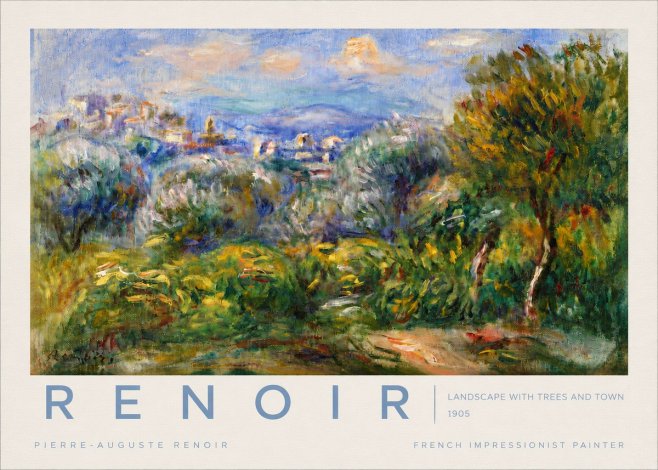 Renoir Landscape with Trees and Town No4 - Affiche