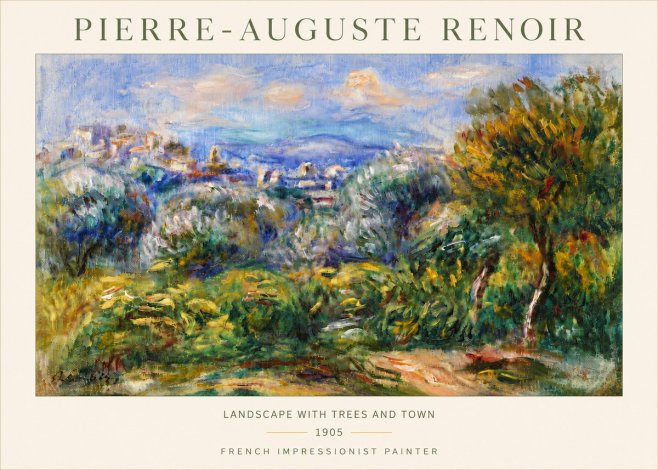 Renoir Landscape with Trees and Town No5 - Affiche