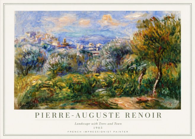Renoir Landscape with Trees and Town No6 - Affiche
