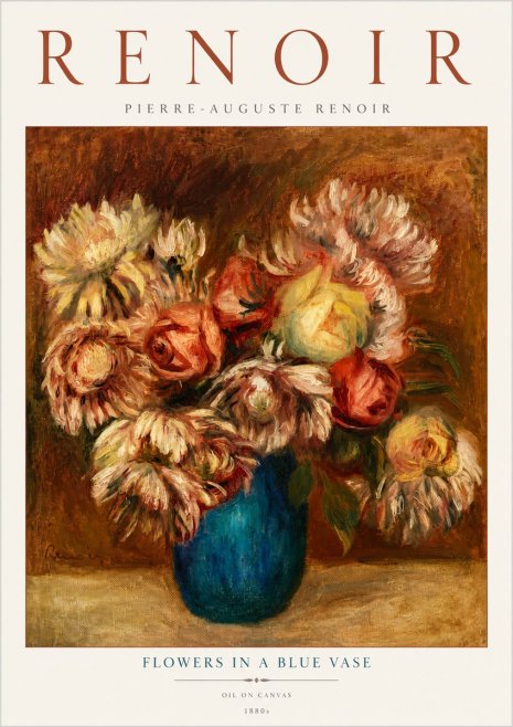 Renoir Flowers in a Blue Vase No5 - Affiche