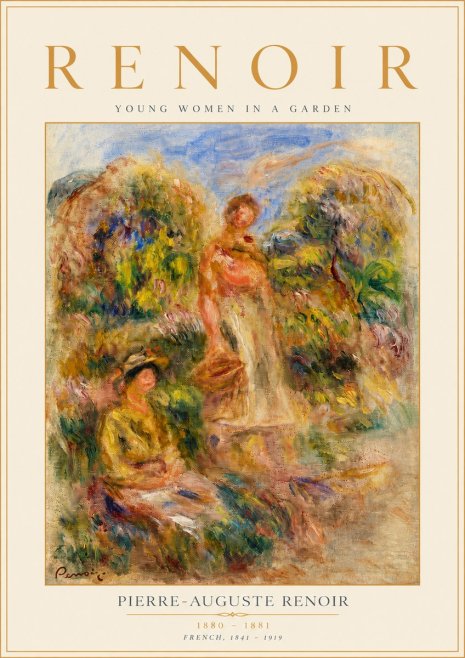 Renoir Young Women in a Garden No4 - Affiche