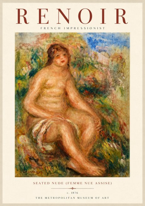 Renoir Seated Nude (Femme Nue Assise) No5 - Affiche