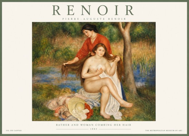 Renoir The Bather and Her Attendant No3 - Affiche