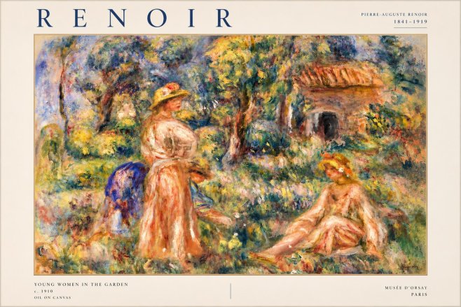 Renoir Young Women in the Garden I No4 - Affiche