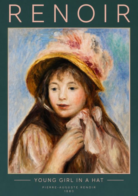 Renoir Young Girl in a Hat No5 - Affiche
