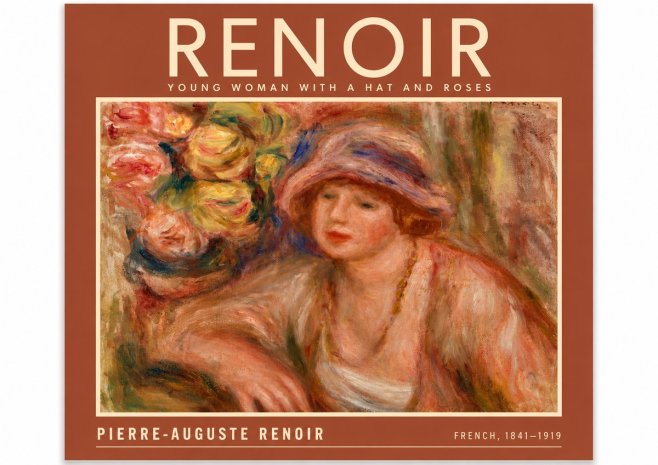 Renoir Young Woman with a Hat and Roses No6 - Affiche