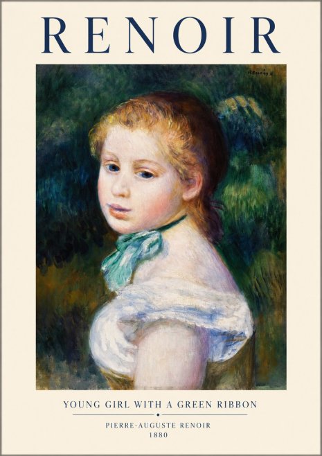 Renoir Young Girl with a Green Ribbon No1 - Affiche