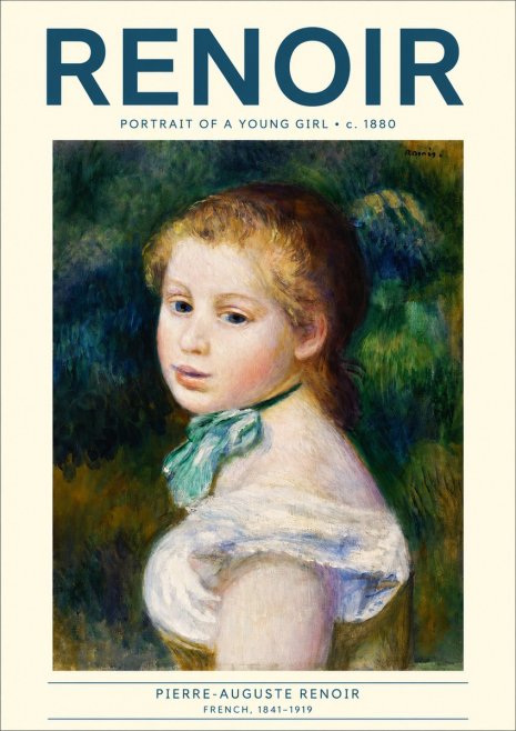 Renoir Young Girl with a Green Ribbon No3 - Affiche