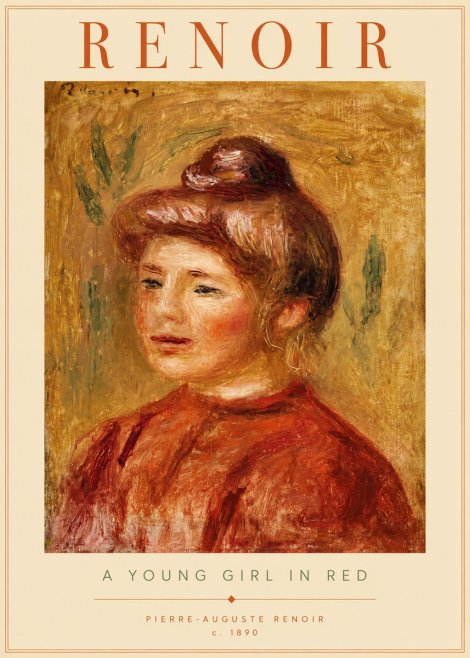 Renoir A Young Girl in Red No2 - Affiche