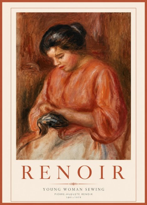 Renoir Young Woman Sewing I No2 - Affiche