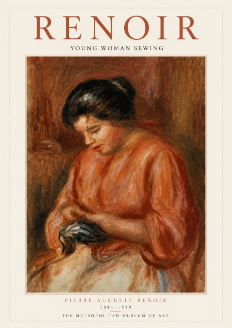 Renoir Young Woman Sewing No6 - Affiche
