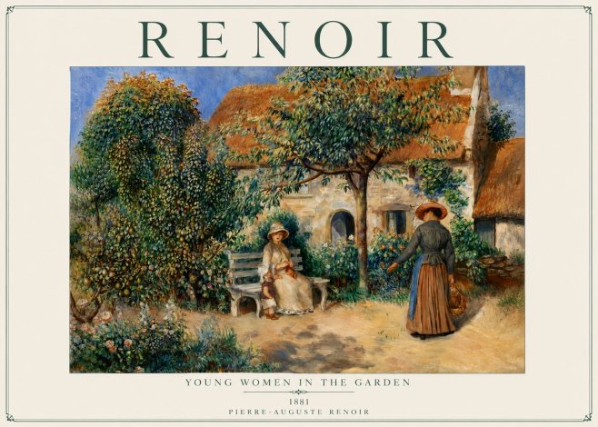 Renoir Young Women in the Garden II No6 - Affiche