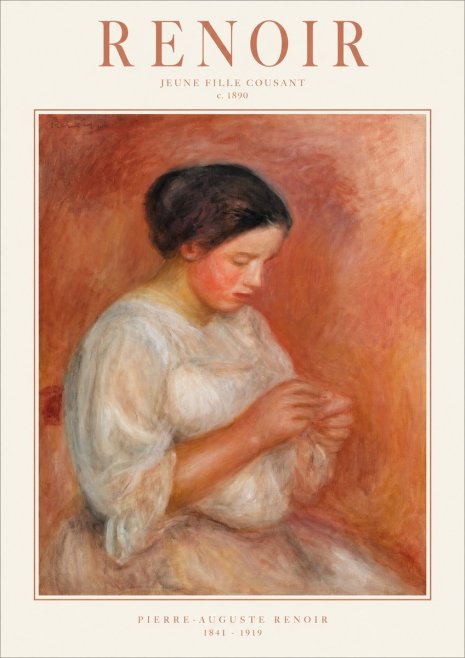Renoir Jeune Fille Cousant No1 - Affiche