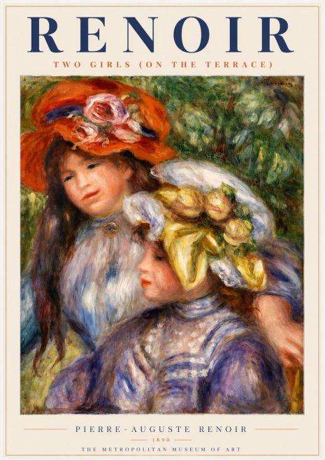 Renoir Two Girls (on the Terrace) No4 - Affiche