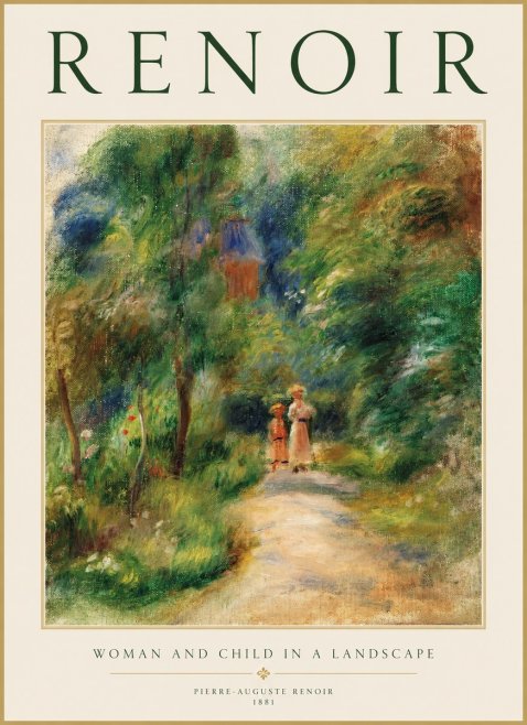 Renoir Woman and Child in a Landscape II No1 - Affiche