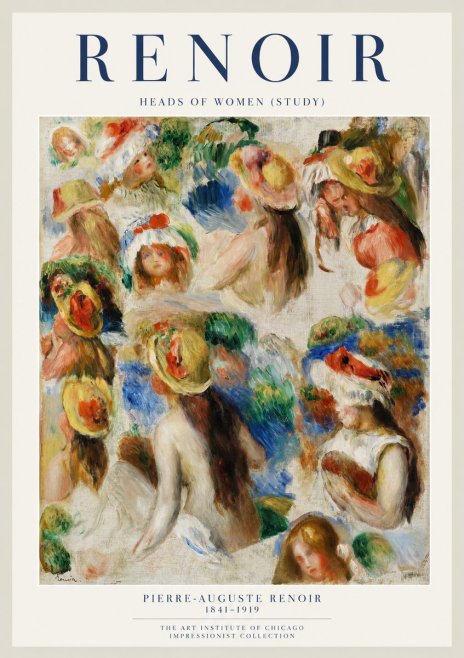 Renoir Heads of Women (Study) No1 - Affiche