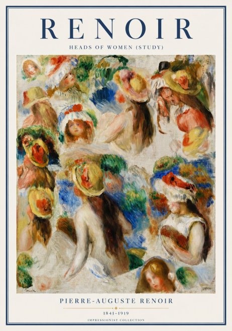 Renoir Heads of Women (Study) No3 - Affiche