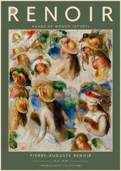 Renoir Heads of Women (Study) No5 - Affiche
