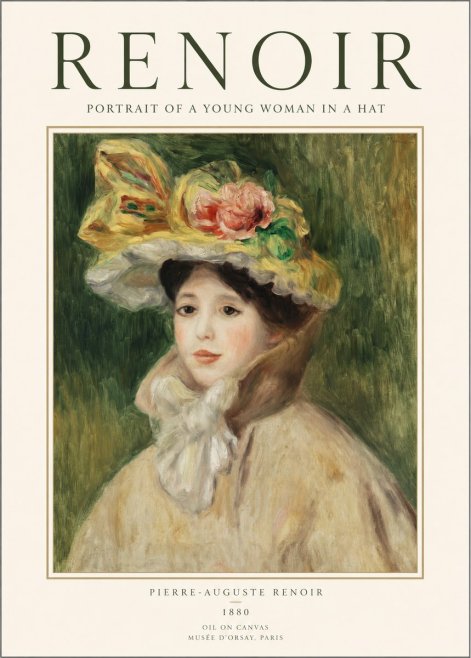 Renoir Portrait of a Young Woman in a Hat No1 - Affiche