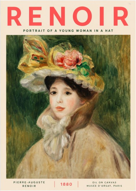 Renoir Portrait of a Young Woman in a Hat No2 - Affiche