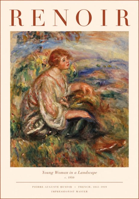 Renoir Young Woman in a Landscape No1 - Affiche