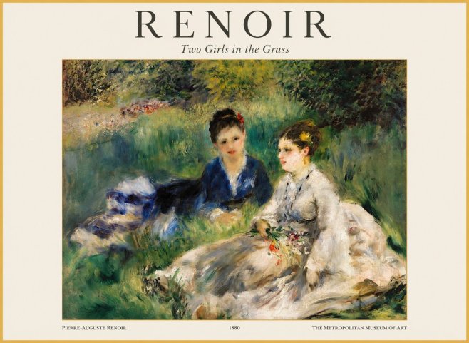 Renoir Two Girls in the Grass No1 - Affiche