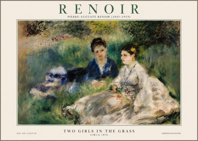 Renoir Two Girls in the Grass No2 - Affiche