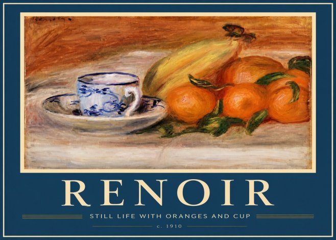 Renoir Still Life with Oranges and Cup No2 - Affiche